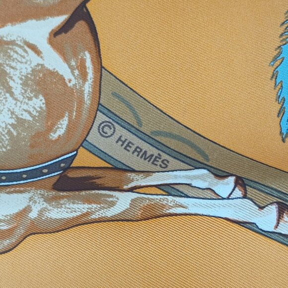 HERMES Authentic Orange Silk Scarf - Picture 6 of 7